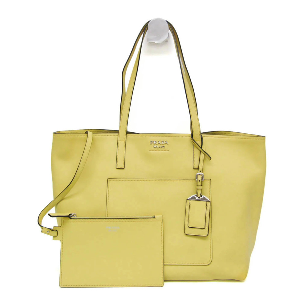 Prada CITY CALF 1BG038 Women's Leather Shoulder Bag,Tote Bag Lemon Yellow